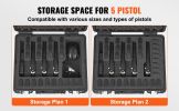 VEVOR Hard Pistol Cases with Pre-cut PU Foam, Waterproof & Dustproof Hard Gun Case for 5 Pistols, 18.9×16.3×8.5 in Lockable Pistol Case, Black