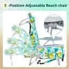 Short Oxford Cloth Silver White Aluminum Tube Beach Chair - Lemon