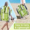 Short Oxford Cloth Silver White Aluminum Tube Beach Chair - Green Stripes