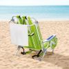 Short Oxford Cloth Silver White Aluminum Tube Beach Chair - Green Stripes