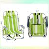 Short Oxford Cloth Silver White Aluminum Tube Beach Chair - Green Stripes