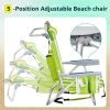 Short Oxford Cloth Silver White Aluminum Tube Beach Chair - Green Stripes