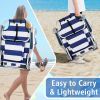 Short Oxford Cloth Silver White Aluminum Tube Beach Chair - Blue Stripes