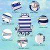 Short Oxford Cloth Silver White Aluminum Tube Beach Chair - Blue Stripes