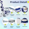 Short Oxford Cloth Silver White Aluminum Tube Beach Chair - Blue Stripes