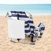 Short Oxford Cloth Silver White Aluminum Tube Beach Chair - Blue Stripes
