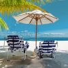 Short Oxford Cloth Silver White Aluminum Tube Beach Chair - Blue Stripes