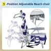 Short Oxford Cloth Silver White Aluminum Tube Beach Chair - Blue Stripes