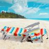 Short Oxford Cloth Silver White Aluminum Tube Beach Chair - Rainbow Stripes