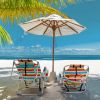 Short Oxford Cloth Silver White Aluminum Tube Beach Chair - Rainbow Stripes