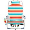 Short Oxford Cloth Silver White Aluminum Tube Beach Chair - Rainbow Stripes