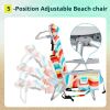 Short Oxford Cloth Silver White Aluminum Tube Beach Chair - Rainbow Stripes