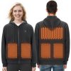 VEVOR Heated Hoodie Sweatshirt Zip Up Unisex with Battery for Men&Women M Black