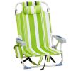 Short Oxford Cloth Silver White Aluminum Tube Beach Chair - Green Stripes
