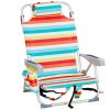 Short Oxford Cloth Silver White Aluminum Tube Beach Chair - Rainbow Stripes